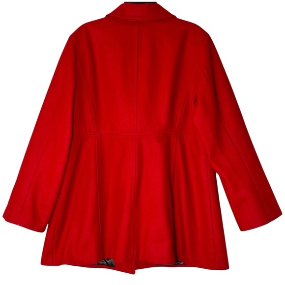 Old Navy Cherry Red Preppy Ruffle Collar Wool Midlength Peacoat Jacket size XXL - Picture 11 of 13